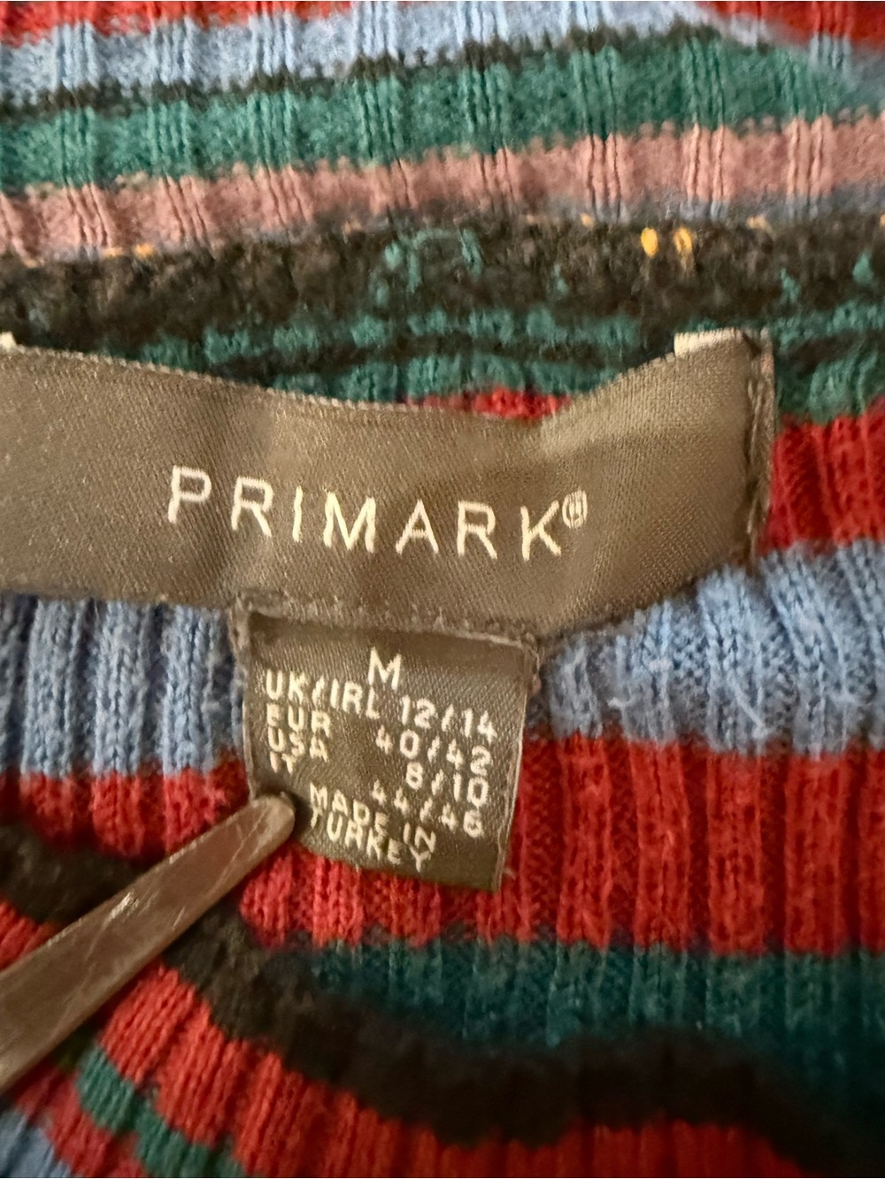 Primark Multi-Color Striped Ribbed Long Sleeve Top - Picture 6 of 8